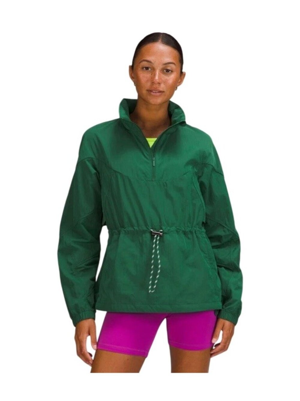 Lululemon Evergreen Anorak Jacket Womens Size 10 Everglade Green Packable Hooded